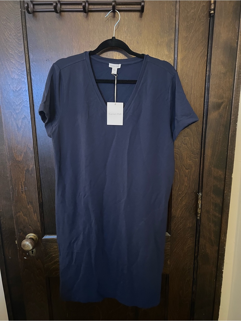 Garnet Hill Navy V-Neck Short-Sleeve Dress - NWT